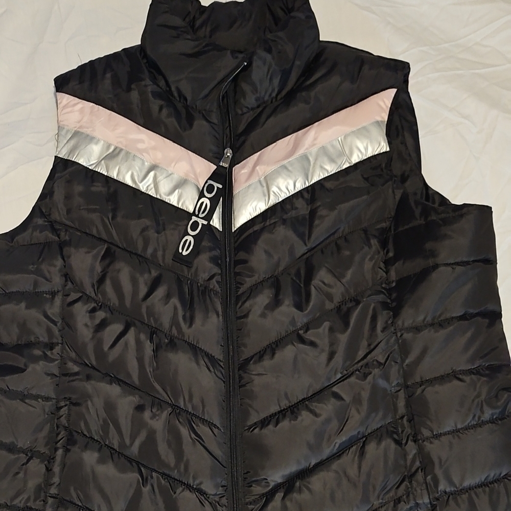 Bebe Black Vest with Pink and Silver Details